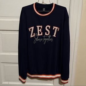 ZEST Share Together Drop Shoulder Letter Pattern Embroidery Colorblock Pullover